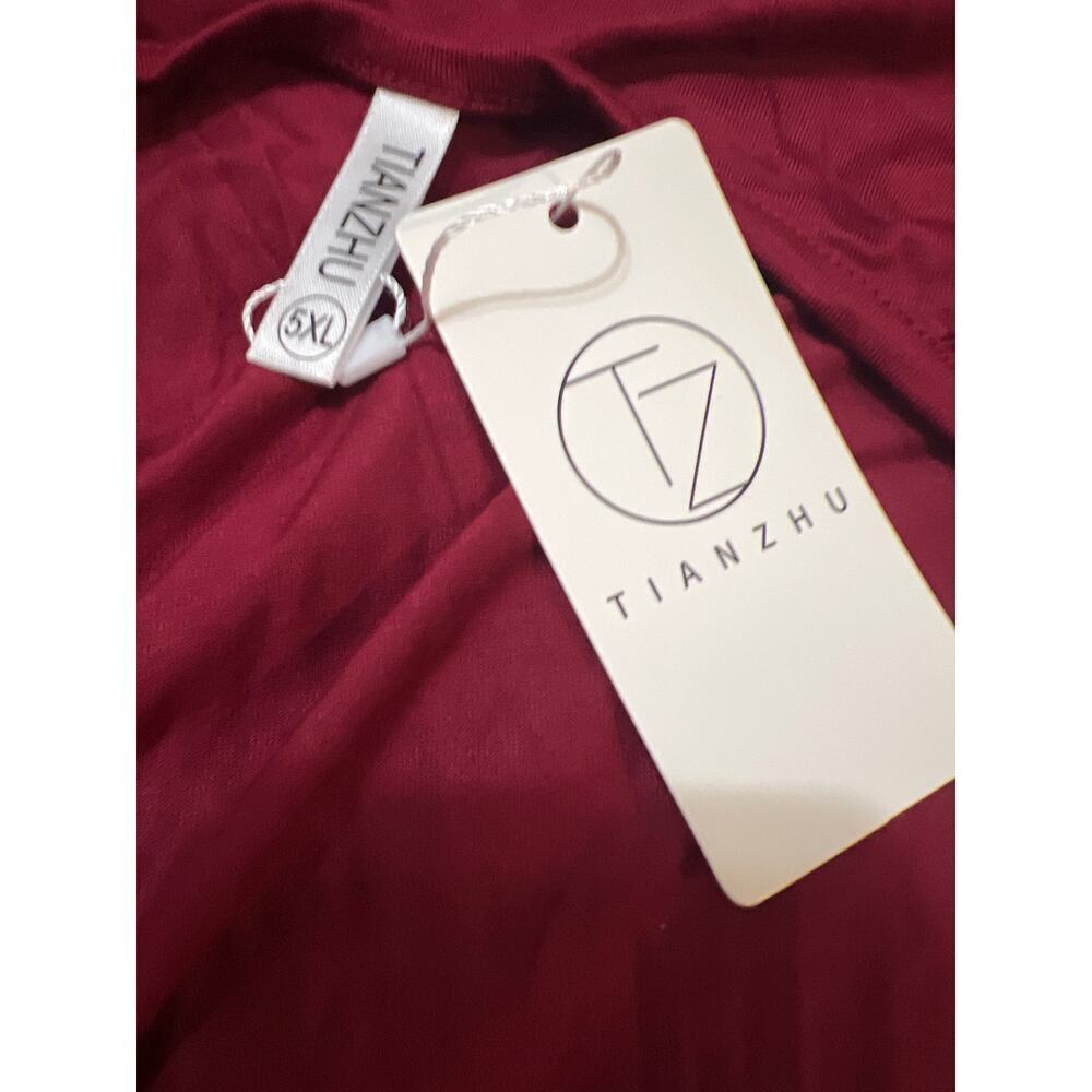Long Sleeve V-Neck Ruched Tunic Top Dark Red NWT Size 5XL - Picture 9 of 11